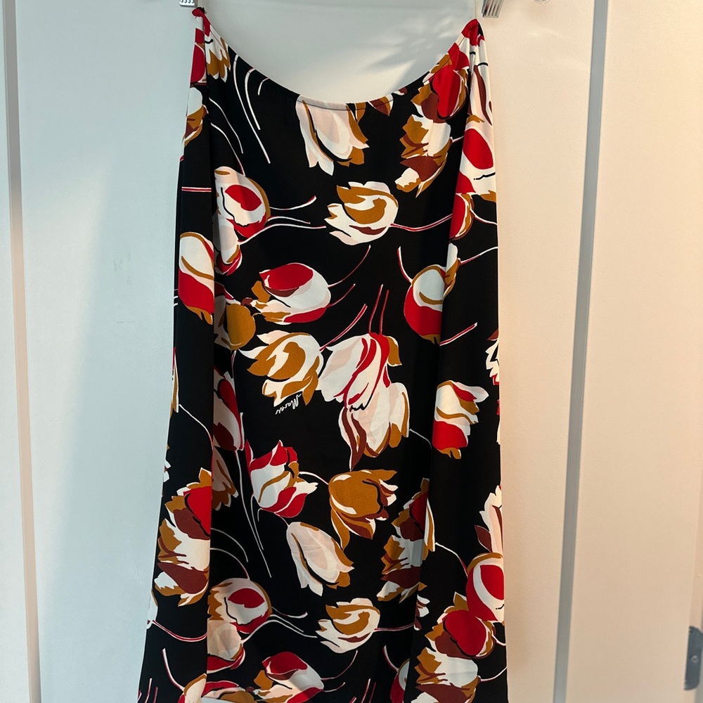 Marni Black Maxi Skirt with Red, Cream & Mustard Floral Print